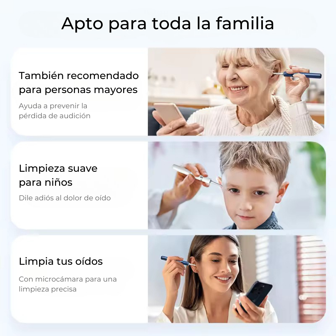 Limpiador Inteligente de Oído Inalámbrico con Cámara 4K (Android / iOS)